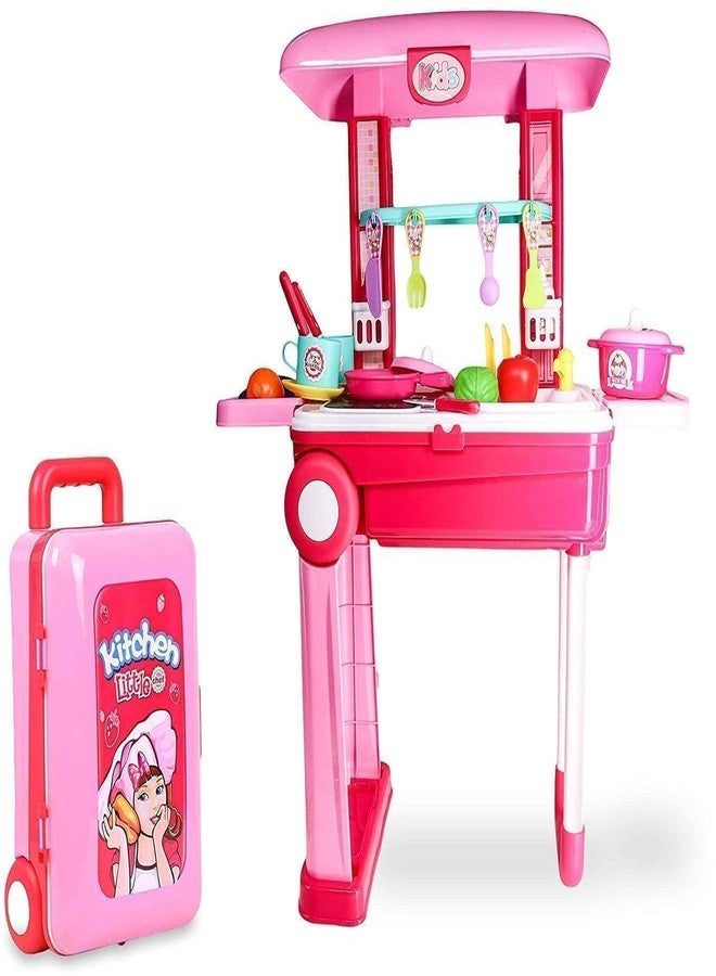 vikings Set for Girls, Cooking Set for with Suitcase for Girls, Portable for Kids (2 in 1 Kitchen Trolly) - Image 1